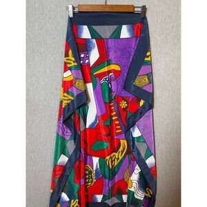 Vibrant Abstract Cubist Style Textile Art Panel Wall Hanging Scarf Decor